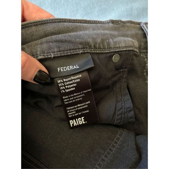 Paige Federal Jake Men's Faded Gray High Rise Slim Straight Jeans Size 38 - Picture 9 of 10